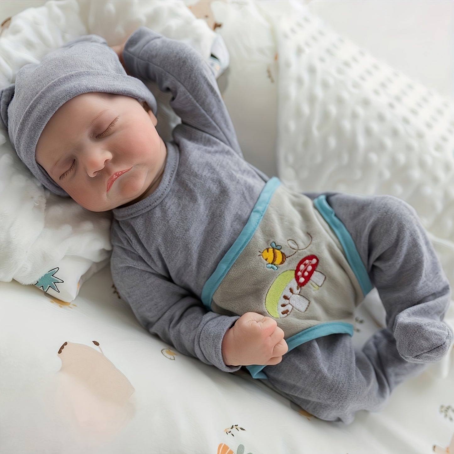 Baby Doll - 18-Inch Lifelike Reborn Baby Dolls Sweet Smile Realistic-Newborn Real Life Sleeping  with Toy Accessories Gift Set for Kids