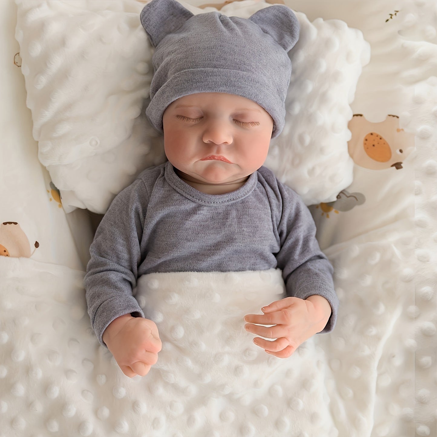 Baby Doll - 18-Inch Lifelike Reborn Baby Dolls Sweet Smile Realistic-Newborn Real Life Sleeping  with Toy Accessories Gift Set for Kids