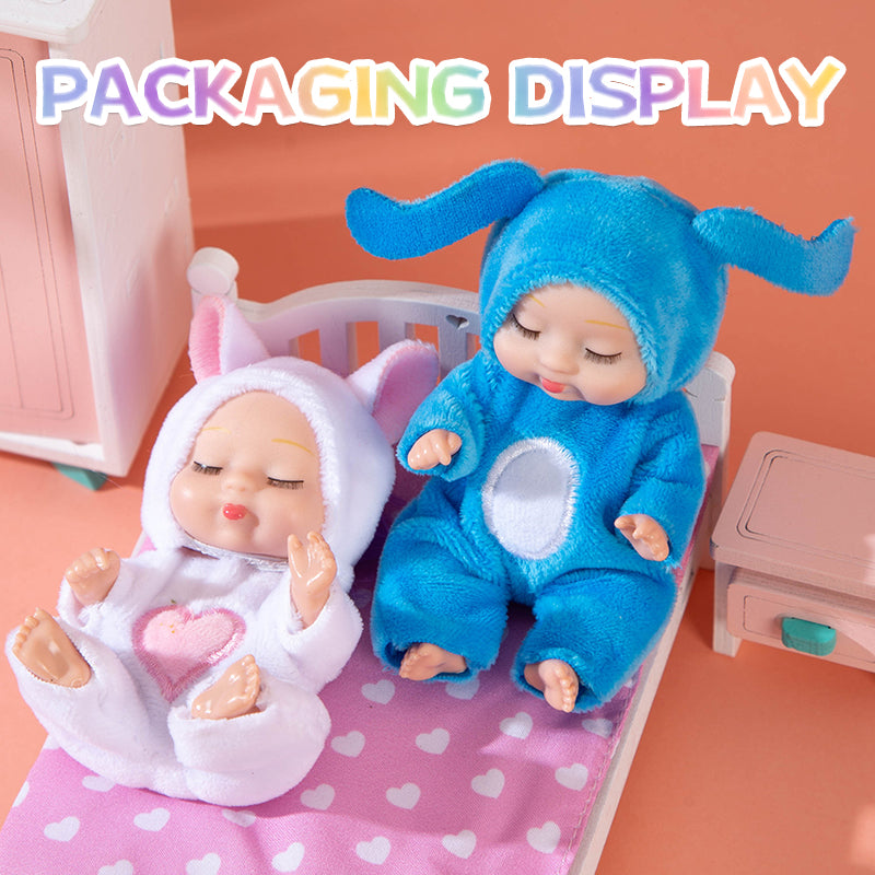 4 Inch Mini Baby Dolls 6pcs Set Realistic Reborn Baby Dolls Cute Small Baby Doll with Animal Clothes Suitable for Baby Gifts for Boys and Girls Over 3 Years Old Birthday Gift