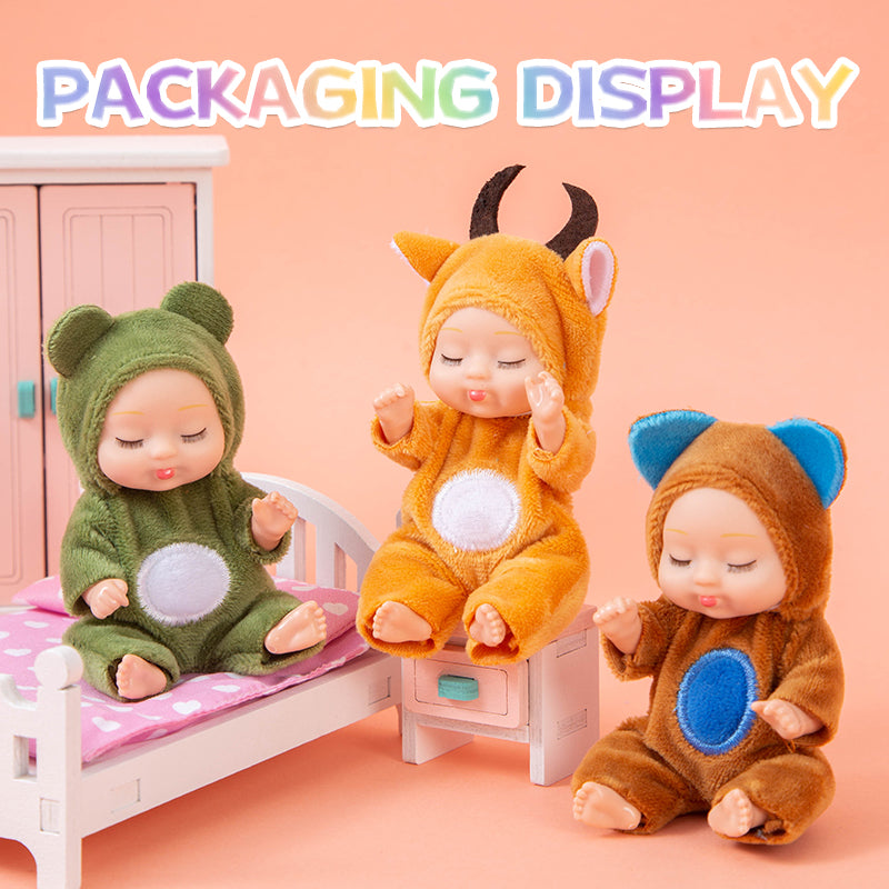 4 Inch Mini Baby Dolls 6pcs Set Realistic Reborn Baby Dolls Cute Small Baby Doll with Animal Clothes Suitable for Baby Gifts for Boys and Girls Over 3 Years Old Birthday Gift