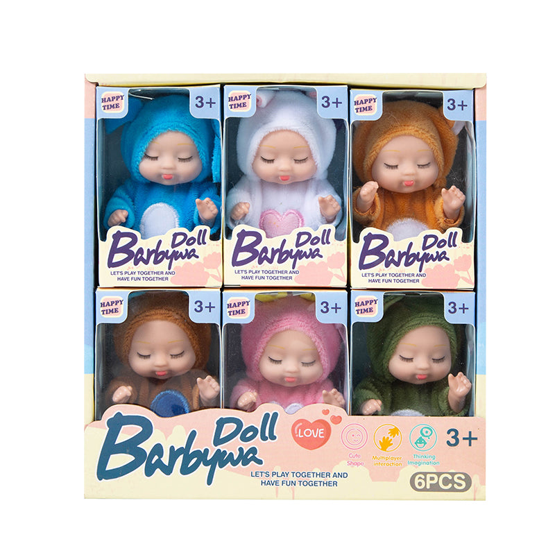 4 Inch Mini Baby Dolls 6pcs Set Realistic Reborn Baby Dolls Cute Small Baby Doll with Animal Clothes Suitable for Baby Gifts for Boys and Girls Over 3 Years Old Birthday Gift