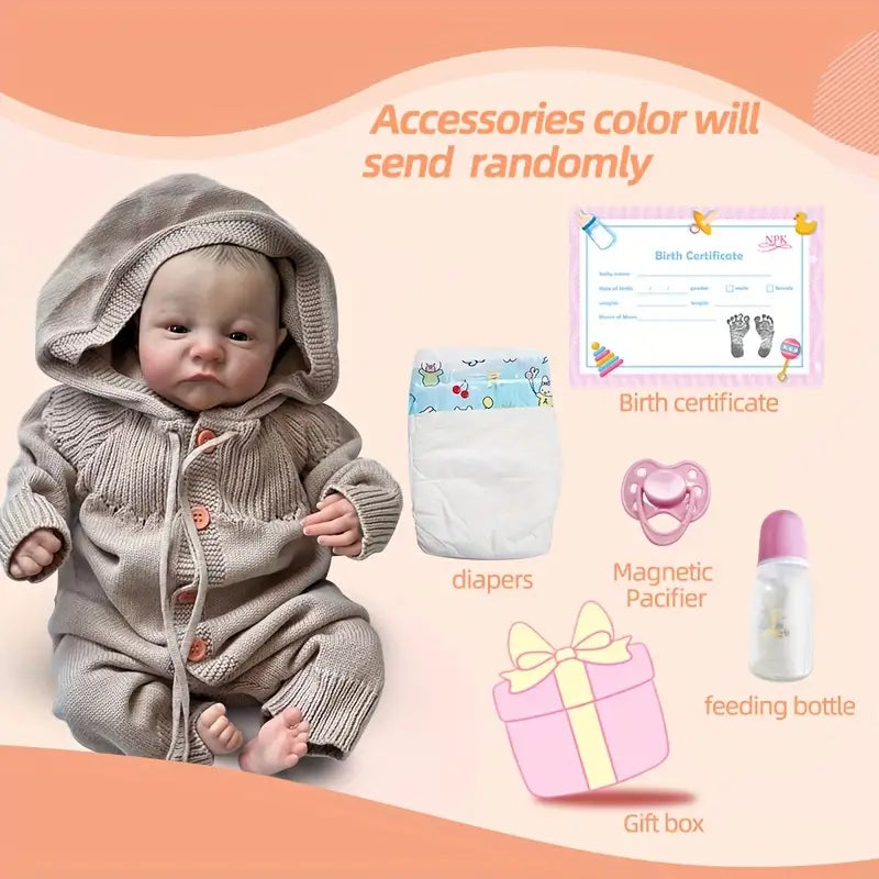 Reborn Baby Dolls boy, 16 Inch Real Baby Doll Soft Body Realistic Newborn Vinyl Silicone Baby Doll Full Body Poseable Real Life Baby Dolls with Feeding Kit Gift Box for Kids Age 3+