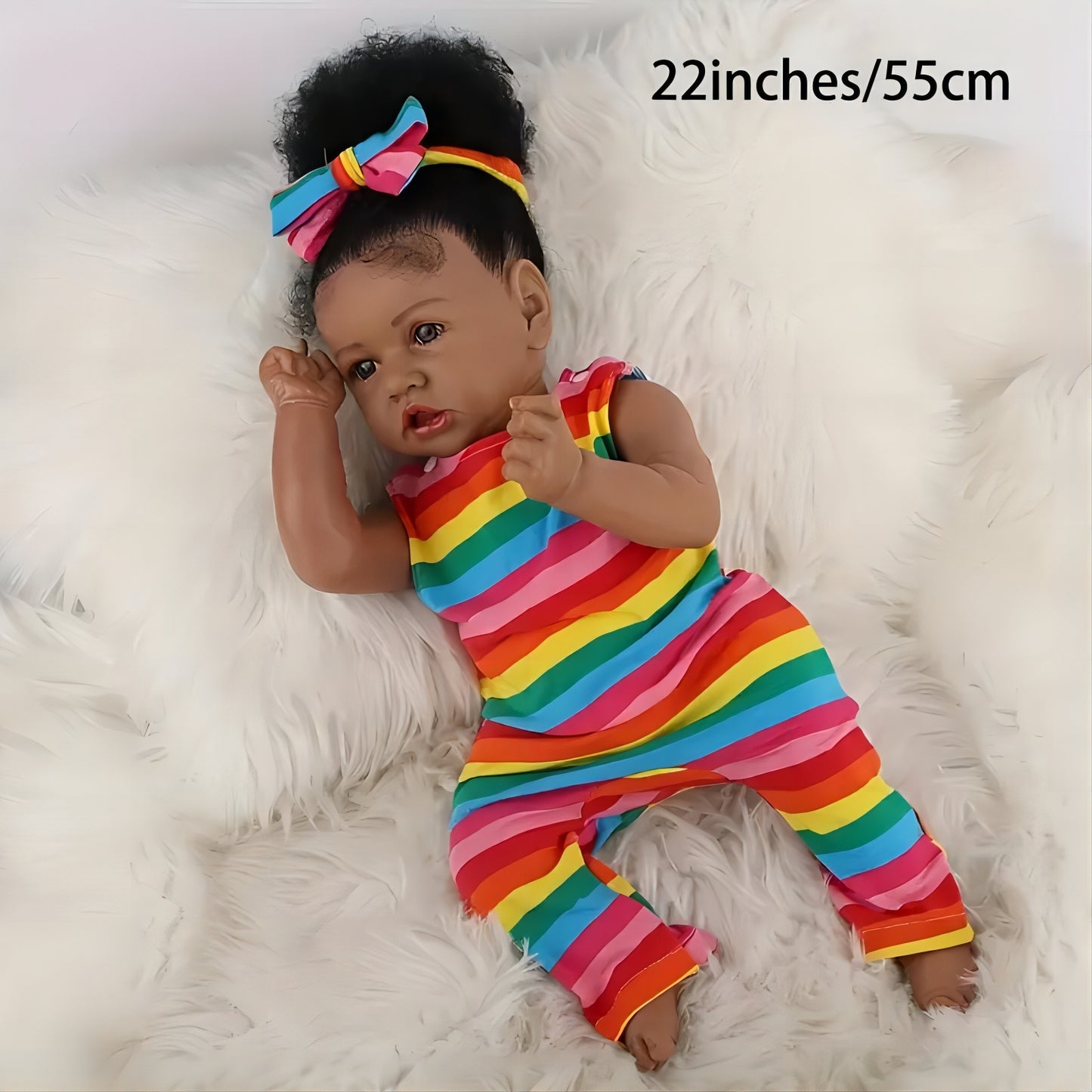 Reborn Baby Doll Black Girl – 22 Inch Lifelike Real Life African American Newborn Doll with Soft Body Gift Set for Kids Age 3+
