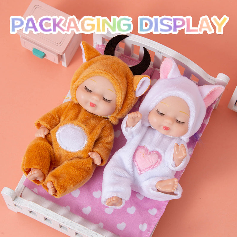 4 Inch Mini Baby Dolls 6pcs Set Realistic Reborn Baby Dolls Cute Small Baby Doll with Animal Clothes Suitable for Baby Gifts for Boys and Girls Over 3 Years Old Birthday Gift